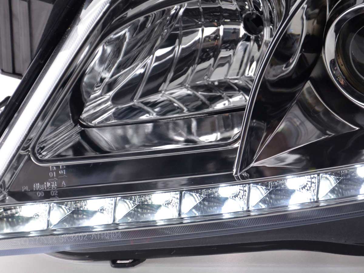 Scheinwerfer Set Daylight LED Tagfahrlicht Opel Astra H 2004-2009 chrom Scheinwerfer Set Daylight LED Tagfahrlicht Opel Astra H 2004-2009 chrom